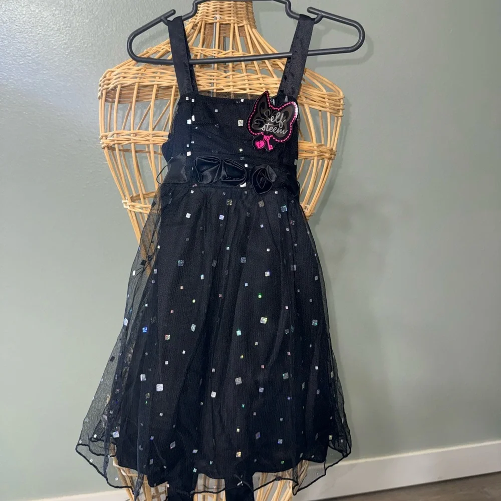 New with Tags Self Esteem Vintage Y2K Girls Black Sequin Dress 4T